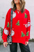 Sequin Santa And Tree Patch Crew Neck Sweatshirt