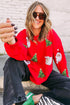 Sequin Santa And Tree Patch Crew Neck Sweatshirt