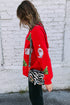Sequin Santa And Tree Patch Crew Neck Sweatshirt