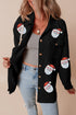 Sequin Santa Claus Graphic Ribbed Button Down Jacket