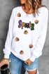 Sequin Script And Candy Motif Graphic Pullover Sweatshirt