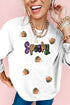 Sequin Script And Candy Motif Graphic Pullover Sweatshirt