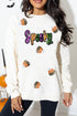 Sequin Script And Candy Motif Graphic Pullover Sweatshirt