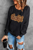 Sequin Script Graphic Crew Neck Pullover Sweatshirt
