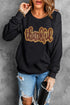 Sequin Script Graphic Crew Neck Pullover Sweatshirt