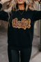 Sequin Script Graphic Crew Neck Pullover Sweatshirt