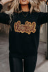 Sequin Script Graphic Crew Neck Pullover Sweatshirt