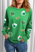 Sequin Shamrock And Bow Graphic Sweatshirt