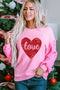 Sequin Sleeve Heart Graphic Crew Neck Pullover Sweatshirt
