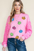 Sequin Sleeve Pumpkin Graphic Patchwork Pullover Sweatshirt