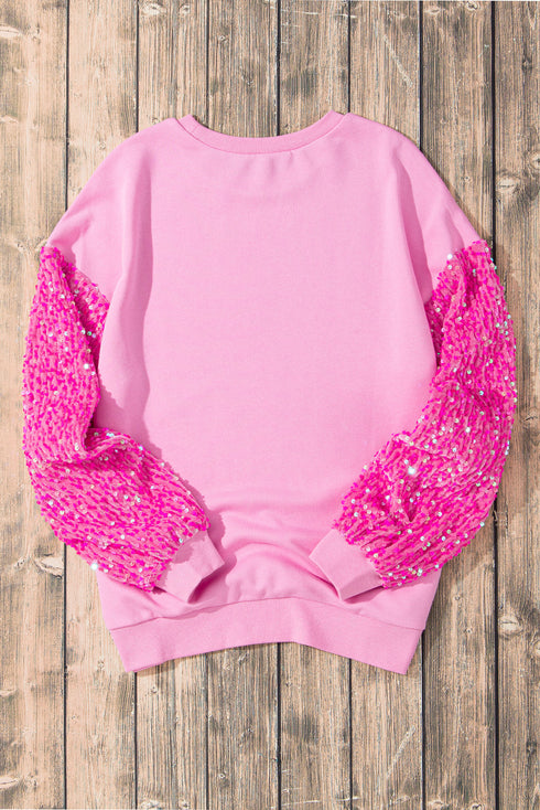 Sequin Sleeve Pumpkin Graphic Patchwork Pullover Sweatshirt