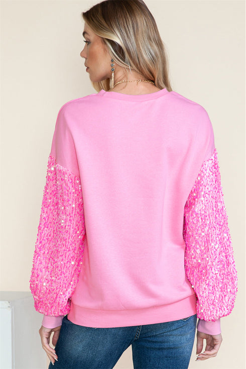 Sequin Sleeve Pumpkin Graphic Patchwork Pullover Sweatshirt