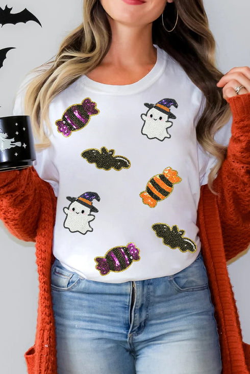 Sequin Spirit Patch Crew Neck Short Sleeve Graphic Tee