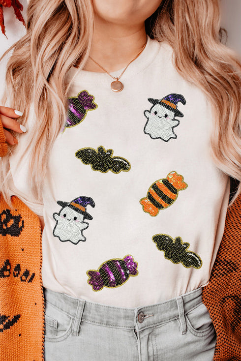 Sequin Spirit Patch Crew Neck Short Sleeve Graphic Tee
