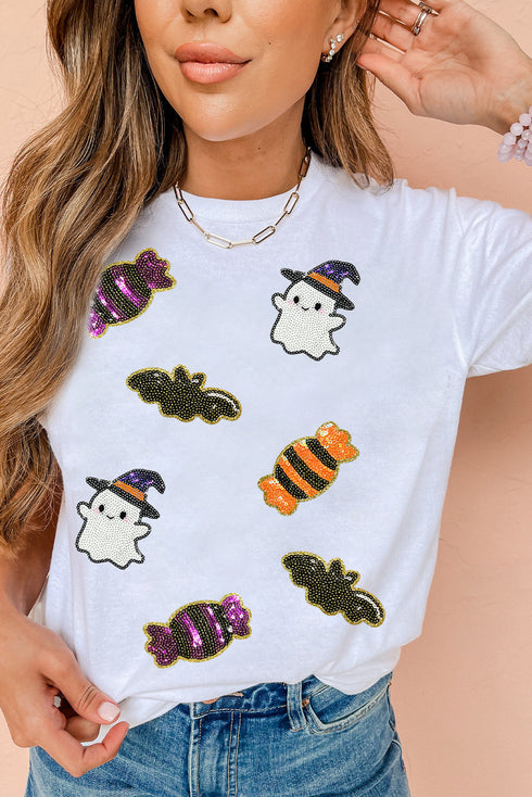 Sequin Spirit Patch Crew Neck Short Sleeve Graphic Tee