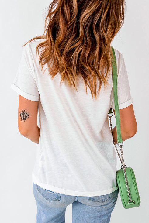 Sequin Spirit Patch Crew Neck Short Sleeve Graphic Tee
