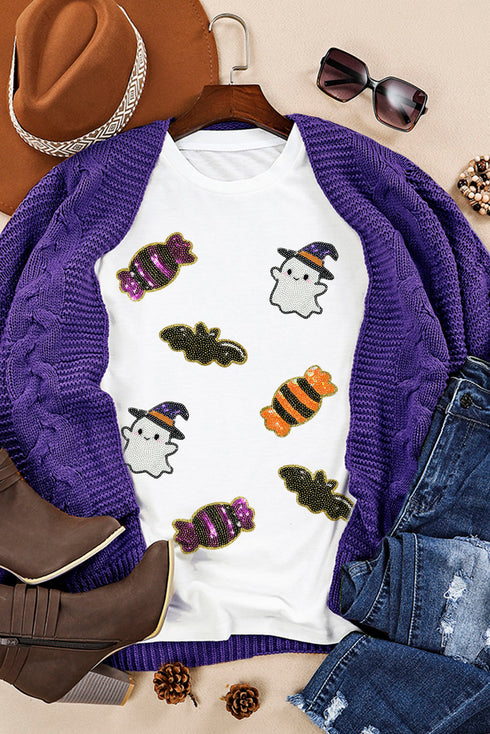 Sequin Spirit Patch Crew Neck Short Sleeve Graphic Tee