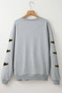 Sequin Spooky Bat Embellished Sleeve Pullover Sweatshirt