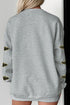 Sequin Spooky Bat Embellished Sleeve Pullover Sweatshirt
