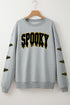 Sequin Spooky Bat Embellished Sleeve Pullover Sweatshirt