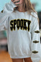 Sequin Spooky Bat Embellished Sleeve Pullover Sweatshirt