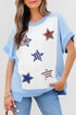 Sequin Star Embellished Short Sleeve Cotton Graphic Tee