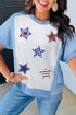 Sequin Star Embellished Short Sleeve Cotton Graphic Tee