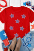 Sequin Star Embellished Short Sleeve Crew Neck Graphic Tee