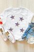 Sequin Star Motif Short Sleeve Graphic Tee Shirt