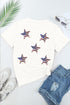 Sequin Star Motif Short Sleeve Graphic Tee Shirt