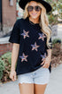 Sequin Star Motif Short Sleeve Graphic Tee Shirt