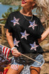 Sequin Star Motif Short Sleeve Graphic Tee Shirt