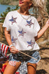 Sequin Star Motif Short Sleeve Graphic Tee Shirt