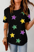 Sequin Star Patch Short Sleeve Relaxed Graphic Tee