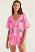 Sequin Star Patch V Neck Tee And Short Graphic Set