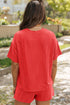 Sequin Star Print Corded T Shirt Shorts Graphic Set
