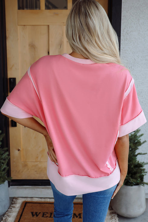 Sequin Star Print Patchwork Short Sleeve Graphic Tee