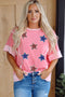 Sequin Star Print Patchwork Short Sleeve Graphic Tee