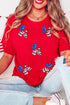 Sequin Stars And Stripes Balloon Puppy Graphic Crewneck Tee