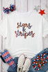 Sequin Stars Stripes Graphic Drop Shoulder Cotton T Shirt