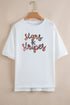 Sequin Stars Stripes Graphic Drop Shoulder Cotton T Shirt