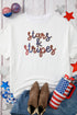 Sequin Stars Stripes Graphic Drop Shoulder Cotton T Shirt