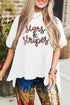 Sequin Stars Stripes Graphic Drop Shoulder Cotton T Shirt