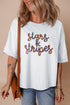 Sequin Stars Stripes Graphic Drop Shoulder Cotton T Shirt