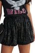 Sequin Straight Leg High Waist Casual Shorts