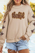 Sequin Thankful Graphic Turkey Sleeve Mock Neck Sweatshirt