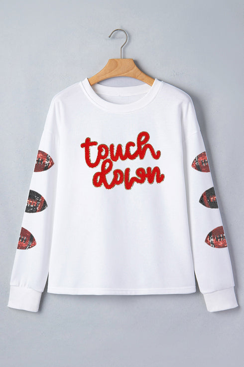 Sequin Touchdown Rugby Graphic Long Sleeve Tee