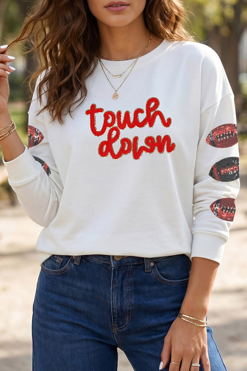 Sequin Touchdown Rugby Graphic Long Sleeve Tee