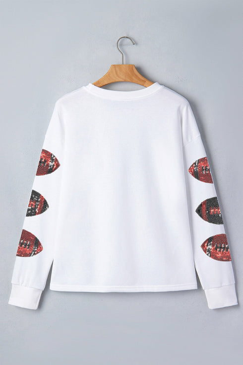 Sequin Touchdown Rugby Graphic Long Sleeve Tee
