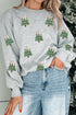 Sequin Tree Bow Graphic Oversized Pullover Sweatshirt